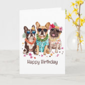 Happy Birthday Hawaiian French Bulldogs Blume Lei Karte (Gelbe Blume)