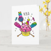 Happy Birthday HBD Gummy Bären Cupcake Karte (Gelbe Blume)