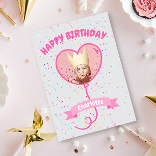Happy Birthday Heart Balloon Foto Card Karte