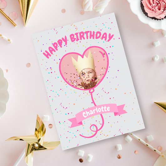 Happy Birthday Heart Balloon Foto Card Karte