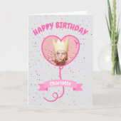 Happy Birthday Heart Balloon Foto Card Karte (Vorderseite)