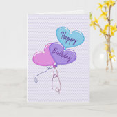 Happy Birthday Heart Balloons on Heart Karte (Gelbe Blume)