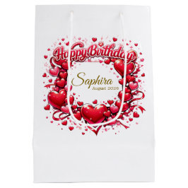 Happy Birthday Heart Frame , [Your Name]! (Custom) Mittlere Geschenktüte