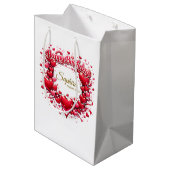 Happy Birthday Heart Frame , [Your Name]! (Custom) Mittlere Geschenktüte (Rückseite Schrägansicht)