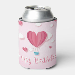 Happy Birthday Heart Luftballon pink romantisch Dosenkühler