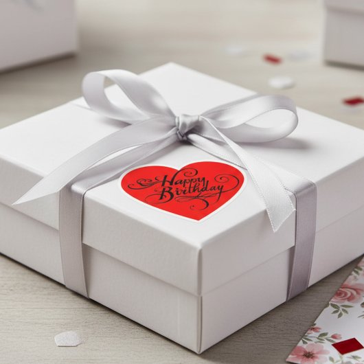 Happy Birthday Heart Red Sticker