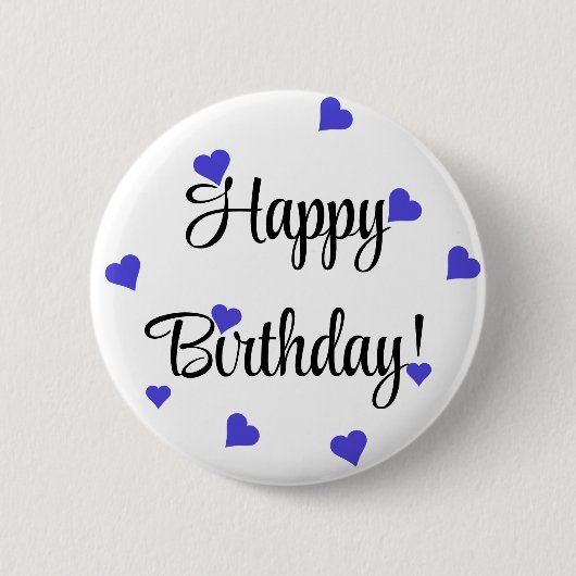 Happy Birthday Heart Simple Button (Vorderseite)