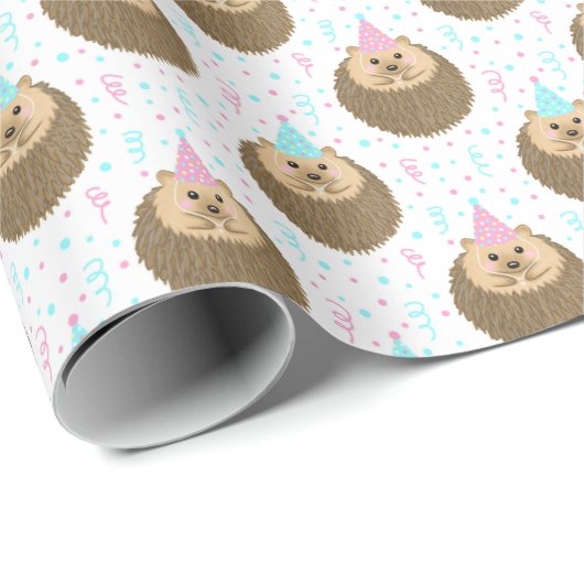 Happy Birthday Hedgie Pattern Geschenkpapier (Rolleneckpunkt)