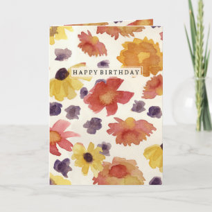 Happy Birthday Herbst Blume Wasserfarbe Karte