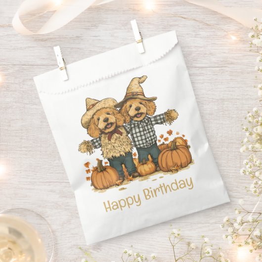 Happy Birthday Herbst Ernte Goldendoodle Hunde Geschenktütchen (Ausgeschnitten)