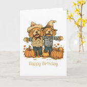 Happy Birthday Herbst Ernte Goldendoodle Hunde Karte (Gelbe Blume)