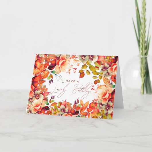 Happy Birthday Herbst Herbstgarten Blumen Karte (Vorderseite)