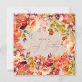 Happy Birthday Herbst Herbstgarten Blumensekt Karte (Vorderseite)