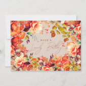 Happy Birthday Herbst Herbstgarten Blumensekt Karte (Vorderseite)