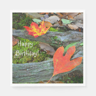 Happy Birthday Herbst Leaves Serviette