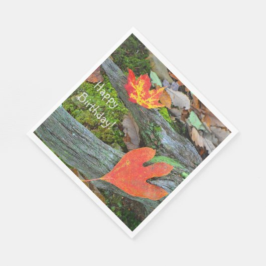 Happy Birthday Herbst Leaves Serviette (Ecke)