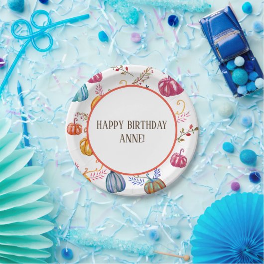 Happy Birthday Herbst Pumpkins Custom Paper Teller (Party)
