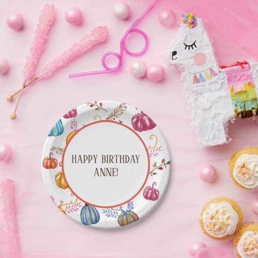 Happy Birthday Herbst Pumpkins Custom Paper Teller (Party)