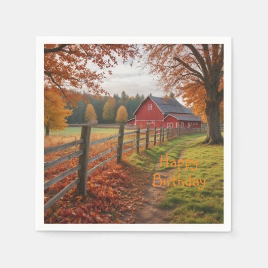 Happy Birthday Herbst Serviette (Vorderseite)