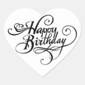 Happy Birthday Herz-Aufkleber (Vorderseite)