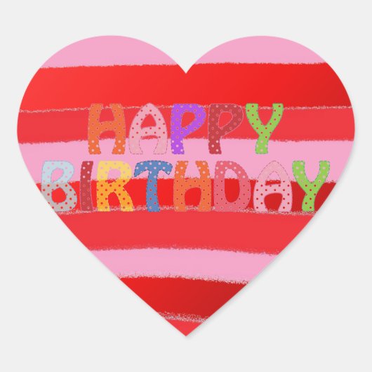 Happy Birthday Herz-Aufkleber (Vorderseite)