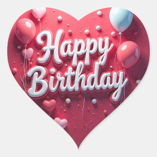 Happy Birthday Herz-Aufkleber