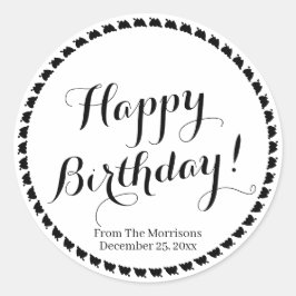 Happy Birthday Herz benutzerdefinierte Skriptname Runder Aufkleber