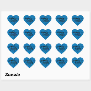 Happy Birthday Herz Französisch Blau Aufkleber
