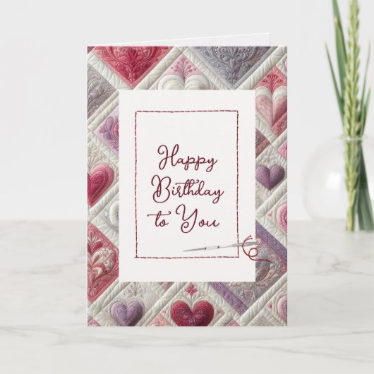 Happy Birthday Herzmuster mit Nadel Karte (Vorderseite)