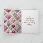 Happy Birthday Herzmuster mit Nadel Karte (Innenseite)