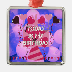 Happy Birthday Heute ist mein Geburtstag Blue Ball Silbernes Ornament