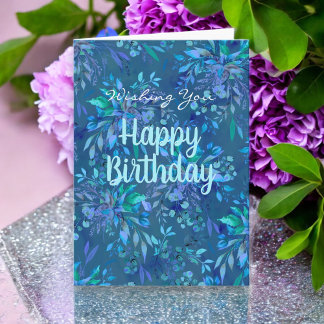 Happy Birthday Heute und immer Blue Aquamarin Flor Karte
