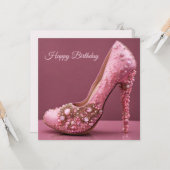 Happy Birthday High Heel Pink Fashion Shoe Karte (Vorderseite/Rückseite Beispiel)