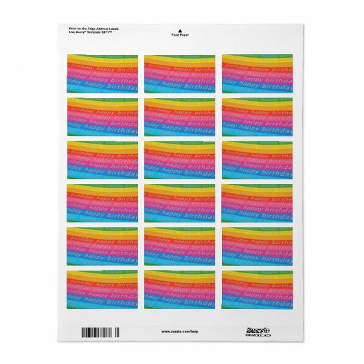 Happy Birthday Hintergrund Adressaufkleber (Vorne)
