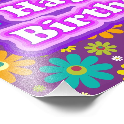 Happy Birthday Hippie Blume Fotodruck (Ecke)