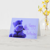 Happy Birthday Hippo Grußkarte Karte (Gelbe Blume)