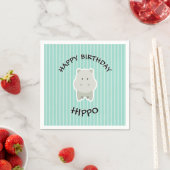 Happy Birthday Hippo Niedliches Party Tier Serviette (Beispiel)