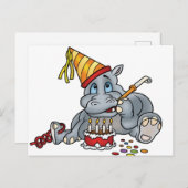Happy Birthday Hippo Postkarte (Vorne/Hinten)