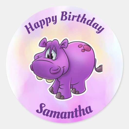 Happy Birthday Hippo Stickers (Vorderseite)