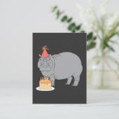Happy Birthday Hippo Zoo Animal Party Hat Cake Postkarte (Stehend Vorderseite)