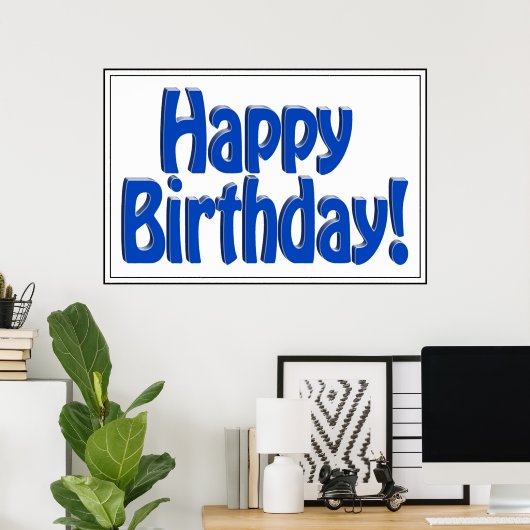 Happy Birthday HOBO Text - Blau Poster (Heimbüro)