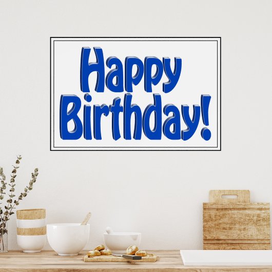 Happy Birthday HOBO Text - Blau Poster (Küche)