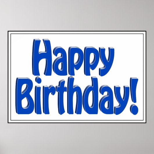 Happy Birthday HOBO Text - Blau Poster (Vorne)