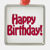 Happy Birthday HOBO Text - Rot Silbernes Ornament (Vorne)