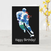 Happy Birthday Hockey Player Watercolor Card Karte (Gelbe Blume)