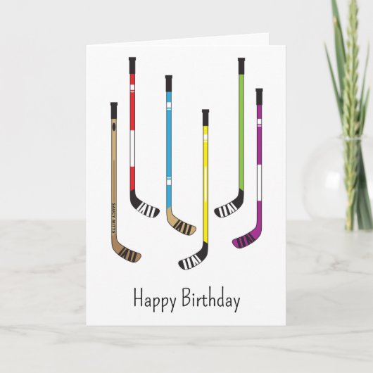 Happy Birthday Hockey Sticks Grußkarte Karte (Vorderseite)