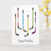 Happy Birthday Hockey Sticks Grußkarte Karte (Gelbe Blume)