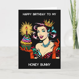 Happy Birthday Honey Bunny | Retro Lady Karte