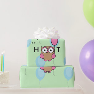 Happy Birthday Hoot Owl mit Balloons Geschenkpapier