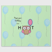 Happy Birthday Hoot Owl mit Balloons Geschenkpapier (Flach)